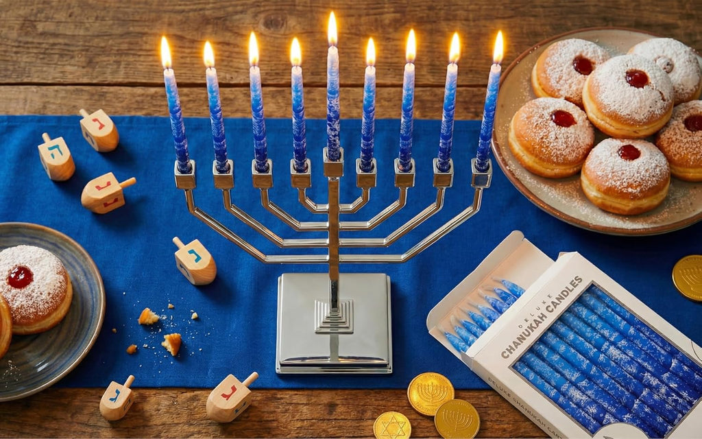 Zion Judaica Silver Hanukkah Candleholder Modern Traditional Angled Branch High Polish Electroplated Finish 9" x