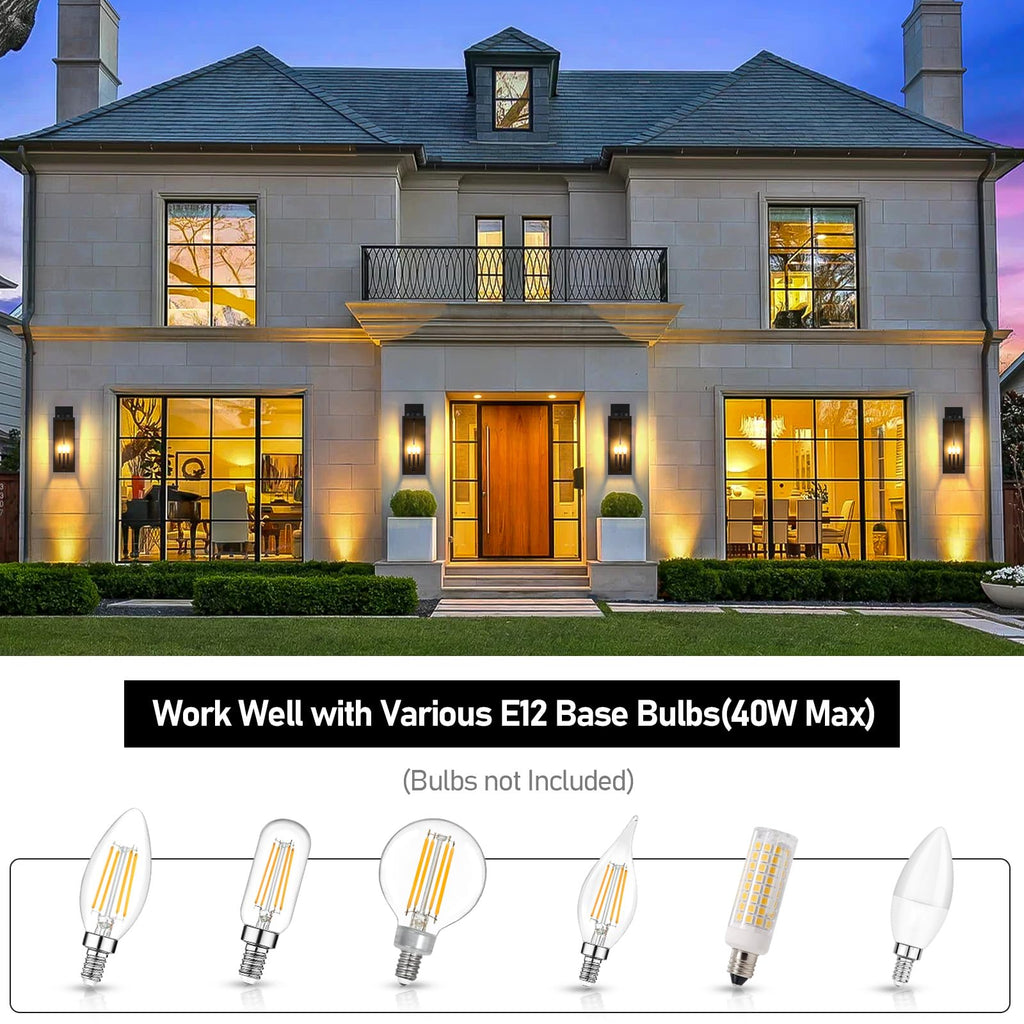 20'' Large Outdoor Wall Lights, Modern Black Exterior Wall Lanterns