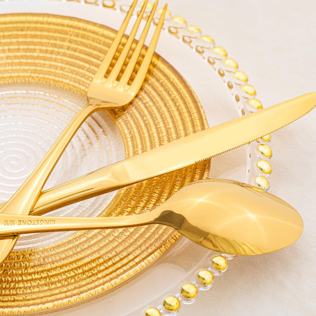 18/10 Stainless Steel Silverware Set for 8, 40 Piece Gold Flatware Set