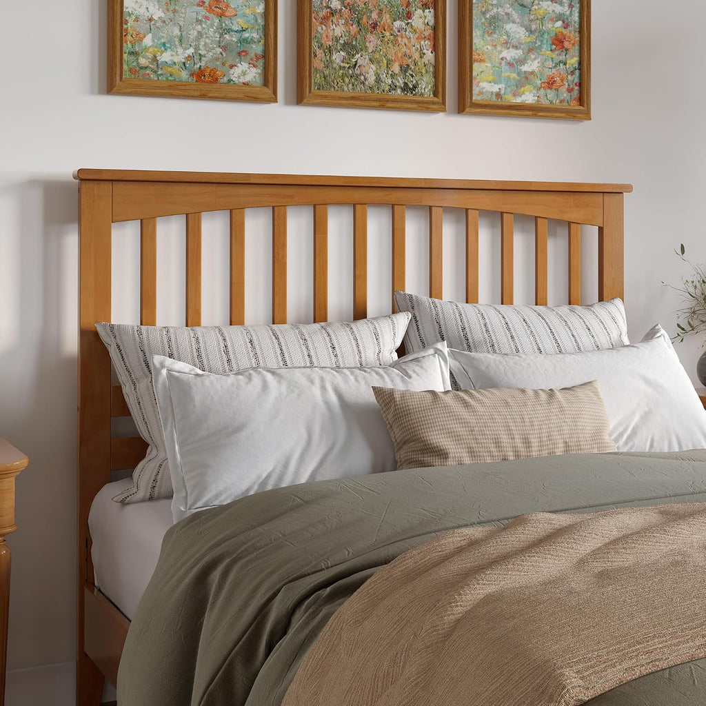 Becket Queen Solid Wood Low Profile Platform Bed, Light Toffee