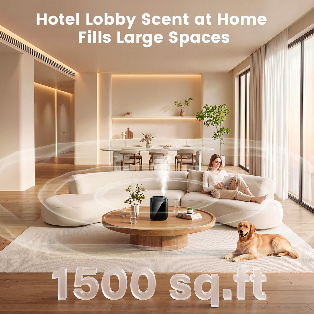 Waterless Essential Oil Diffuser 1500 Sq.Ft Hotel, Cold Air Scent Machine with Bluetooth App & Panel Control