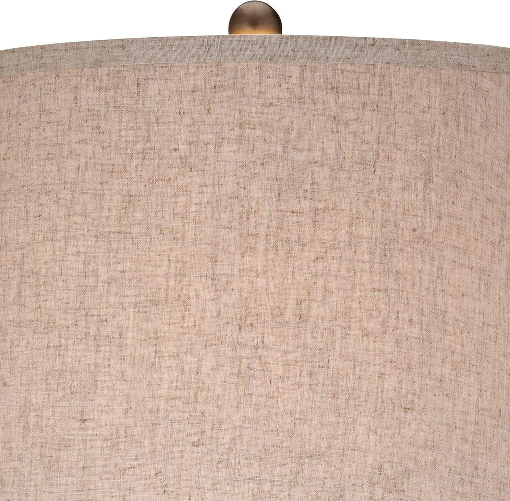 St. Claire Mid Century Modern Table Lamp 30 3/4" Tall Wood Brown Open Vase Taupe Fabric Drum Shade Living Room House