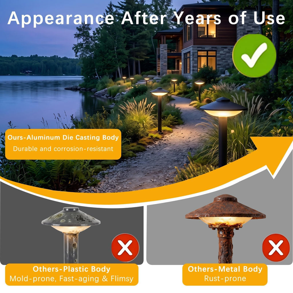 6 Pack Low Voltage Pathway Lights LED Garden Lights Warm White