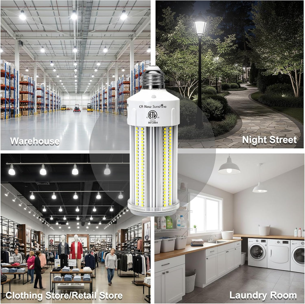 1000W Equivalent LED Corn Light Bulb,2-Pack 100W 15000LM 5000K Daylight White, E26/E39 Base, High Brightness LED