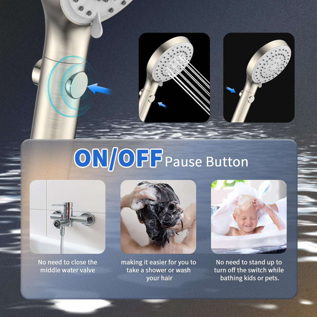 High Pressure Handheld Shower Head with Hose, Brushed Nickel