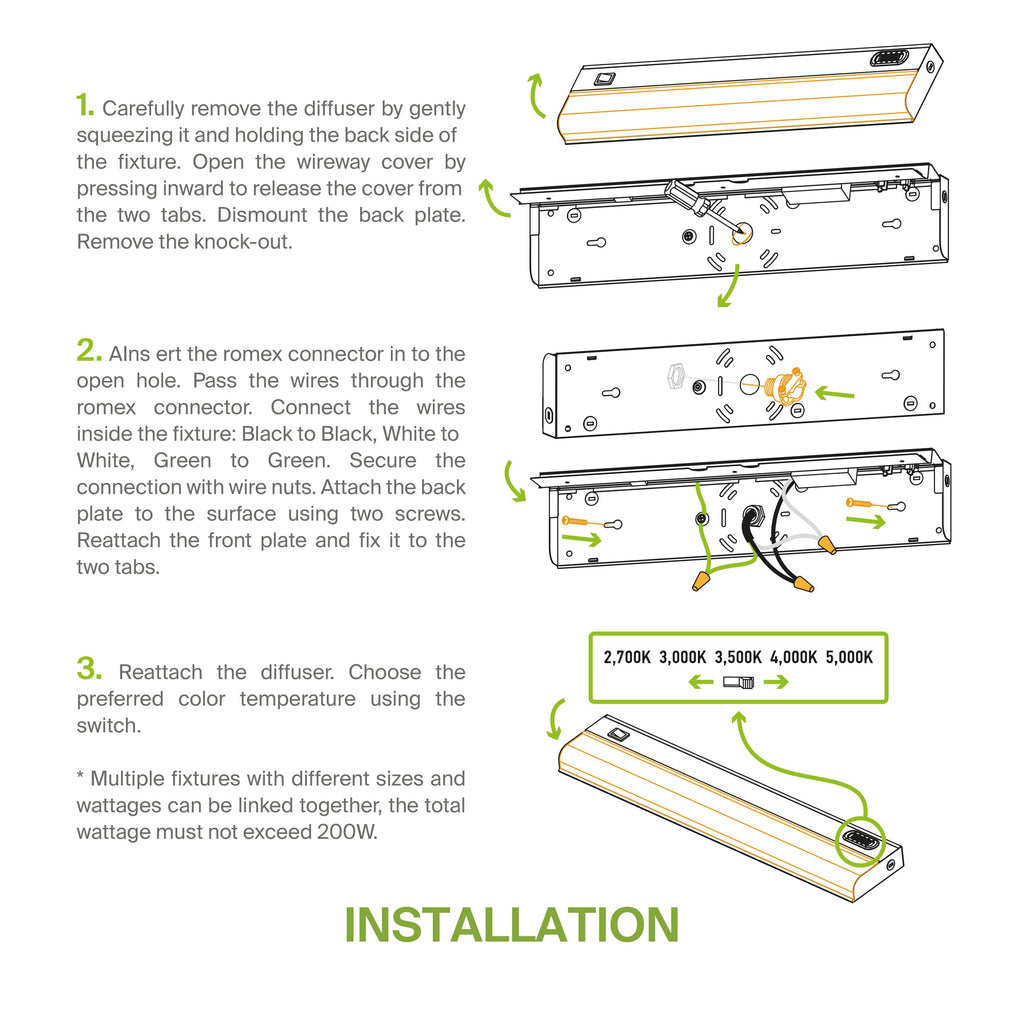 LED Under Cabinet Lighting Hardwired, 9 Inch 4W