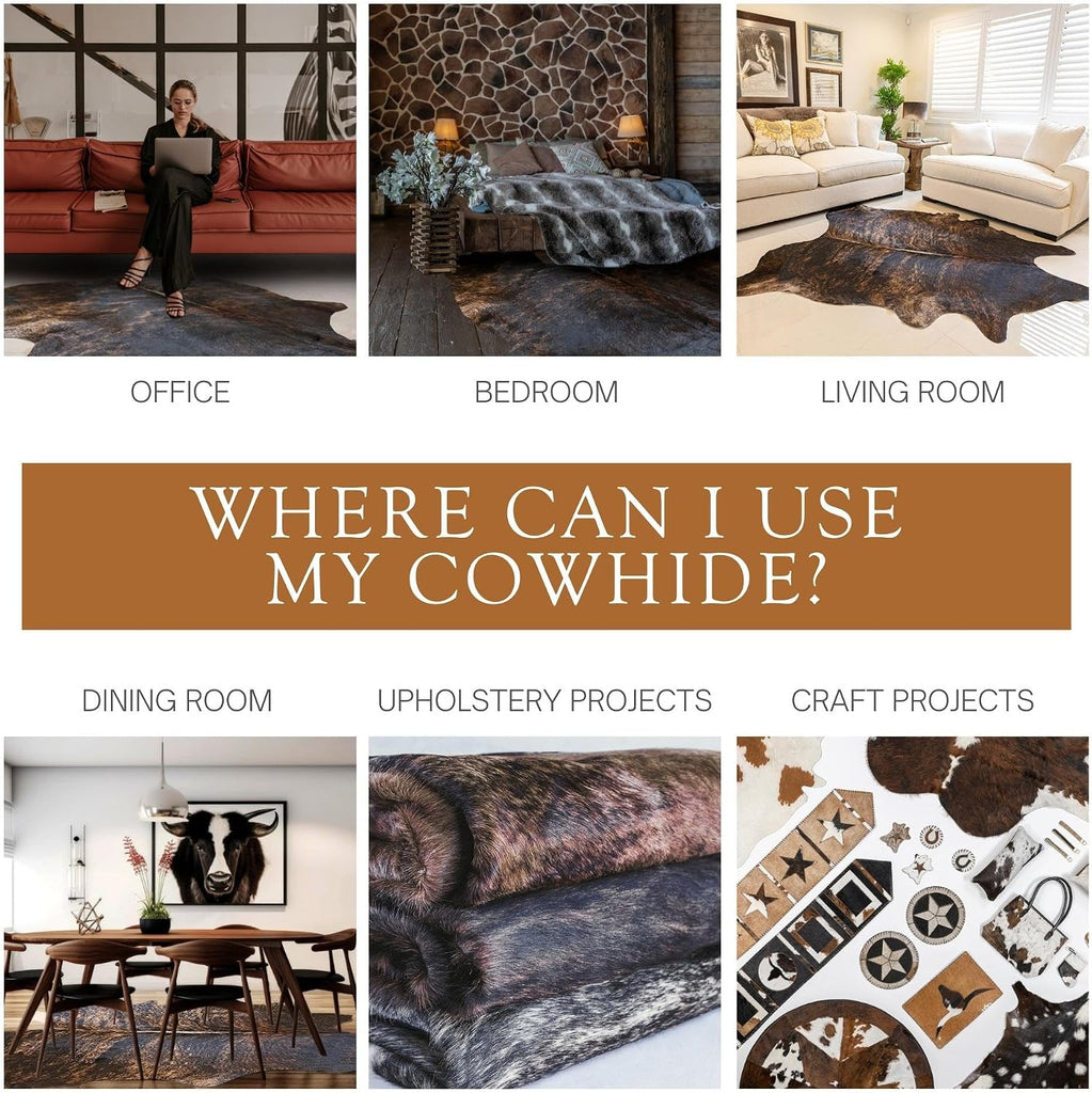 100% Genuine Dark Brindle Cowhide Rug - Modern Style Animal Skin Rug & Floor Carpet & More - Large (6x6-7ft)