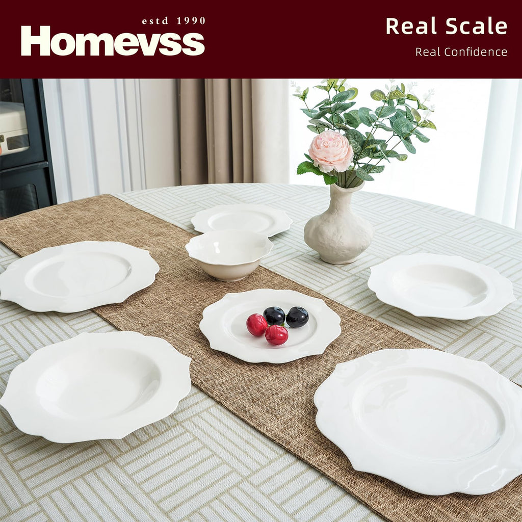 New Bone China Dinnerware Set, Embossed Lotus, 16pc Set