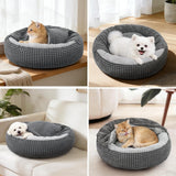 Small Dog Bed with Attached Blanket, Cozy Donut Cuddler Anti-Anxiety Hooded Pet Beds Calming Cave Bed. Orthopedic