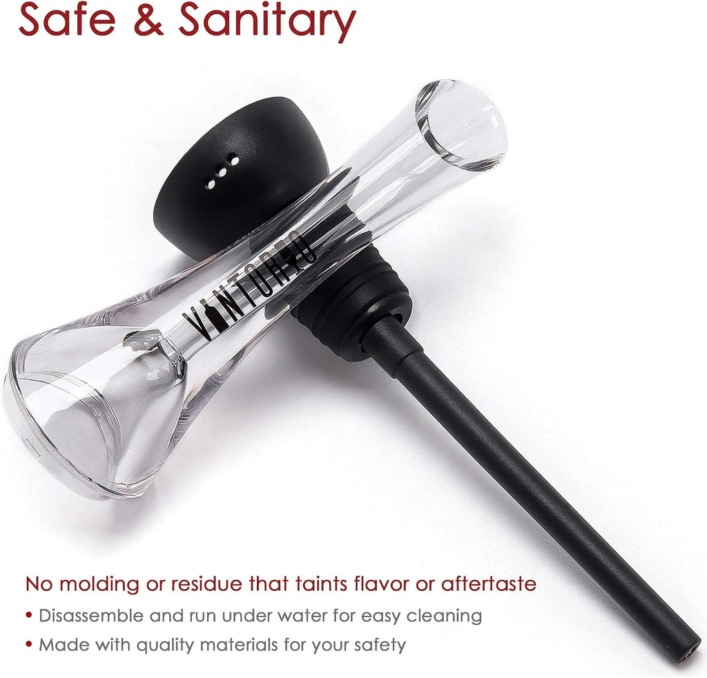 Wine Aerator Pourer - Premium Aerating Pourer and Decanter Spout (Black)