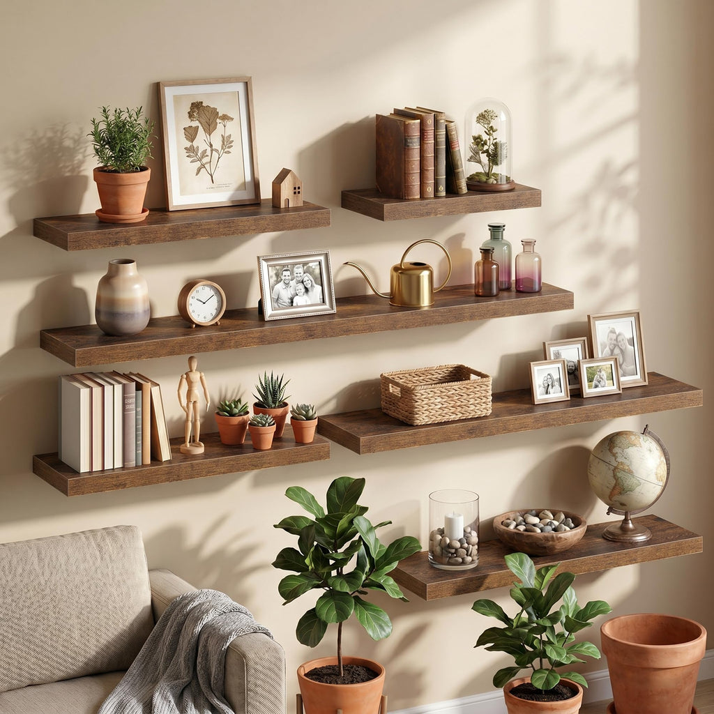 30Inch Floating Shelves for Wall, 8 Inch Deep Shelves |Bedroom|Kitchen Wall Mounted, Wood Hanging Shelf with