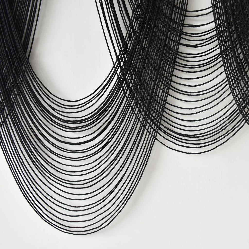 Black Macrame Wall Hanging 5 Panel Boho Wall Decor Fiber Art 68"W *46"L