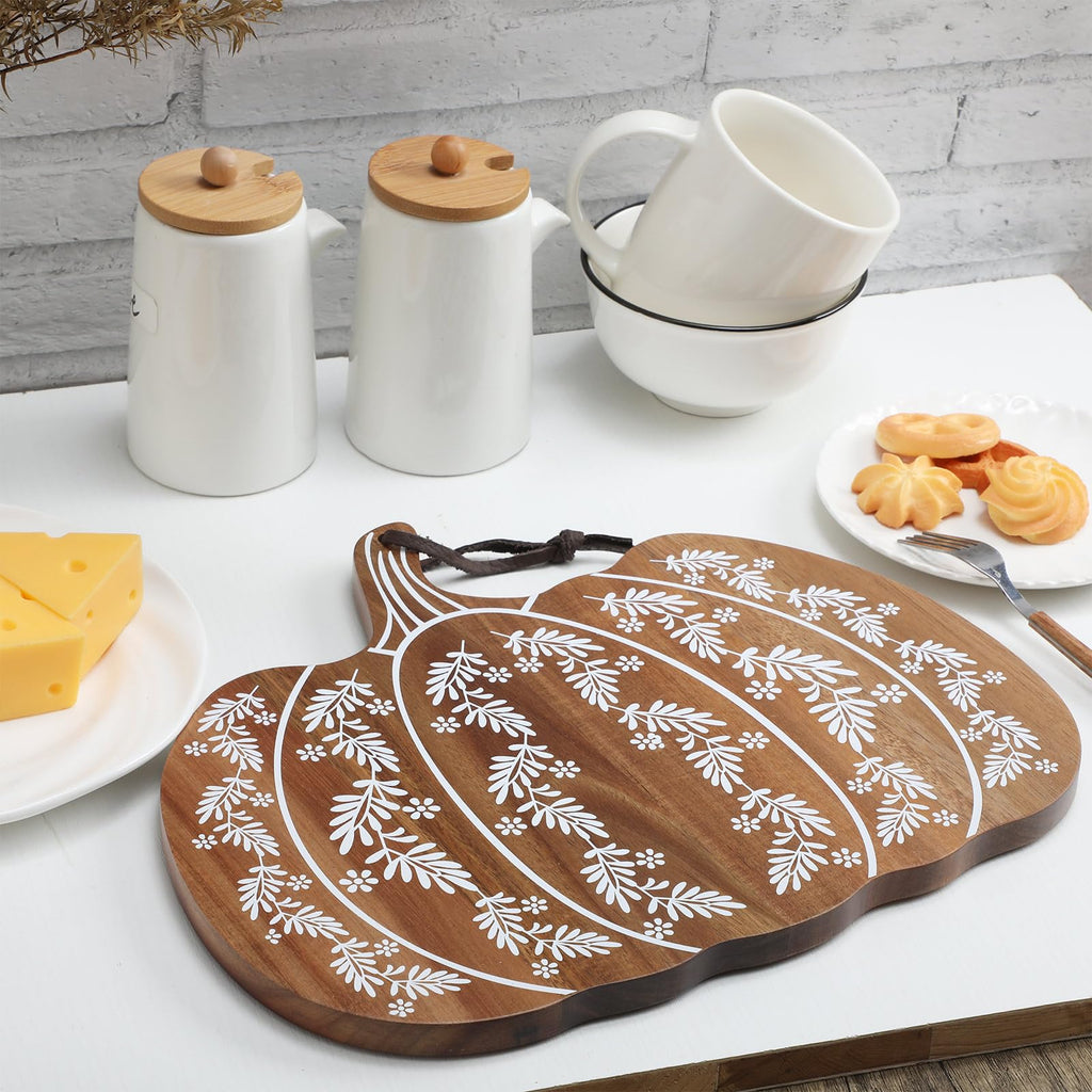 Pumpkin Shaped Cutting Board, Acacia Wood Serving Board