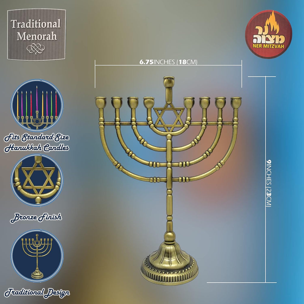 Traditional Bronze Candle - Chanukah Candles - 9" High