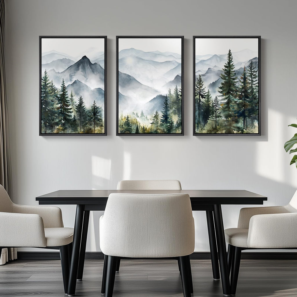 Large Framed Landscape Wall Art, Mountain Print, 24x36 Inch