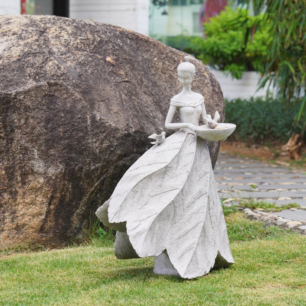 Fairy Garden Statue Bird Feeder - 23-inch Large Sculpture for Outdoors Statues Bird-Bath Yard Decorations Fairy