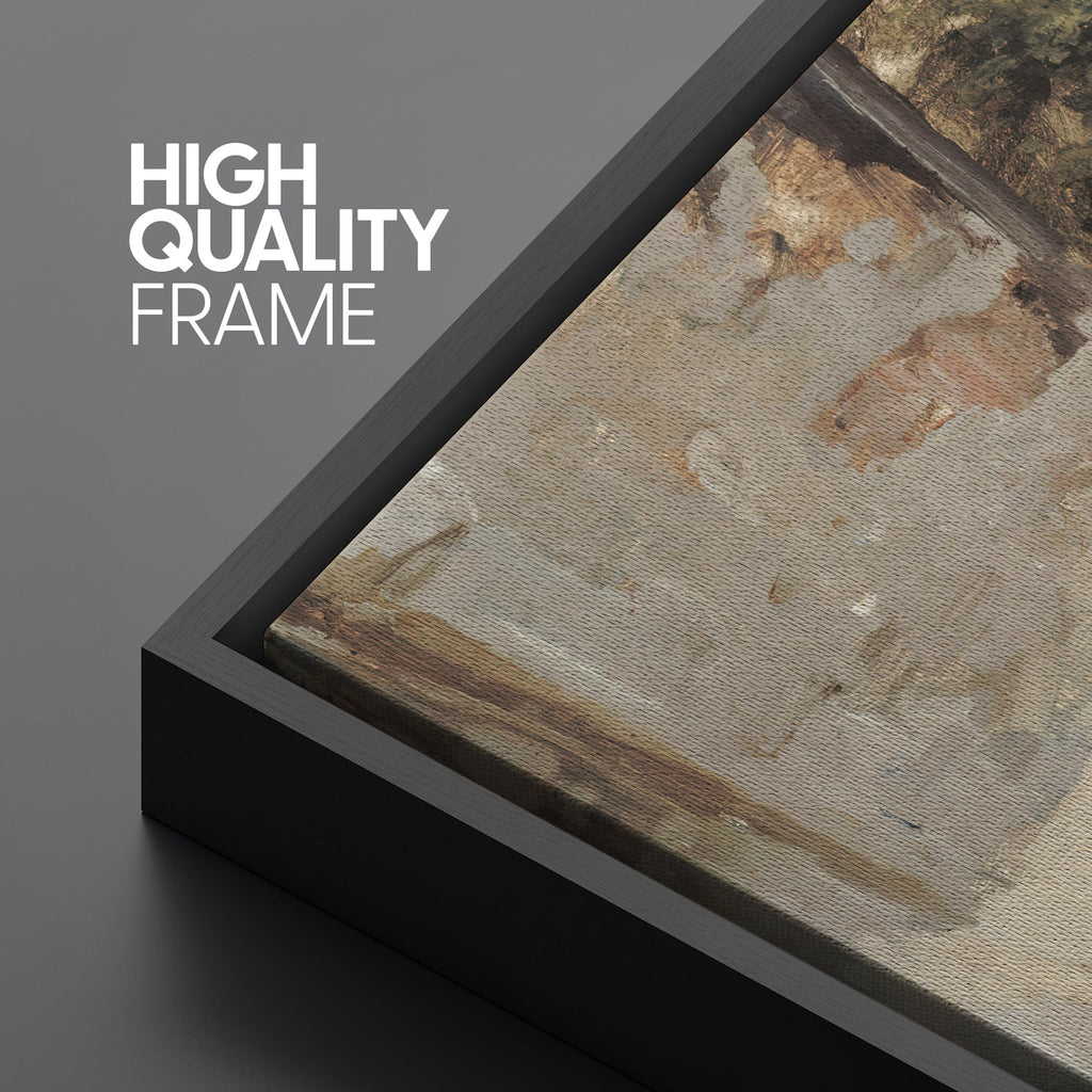 Extra Large Framed Canvas Print Wall European Street Scene Vintage Architecture Antique Retro Ready to Hang Painting