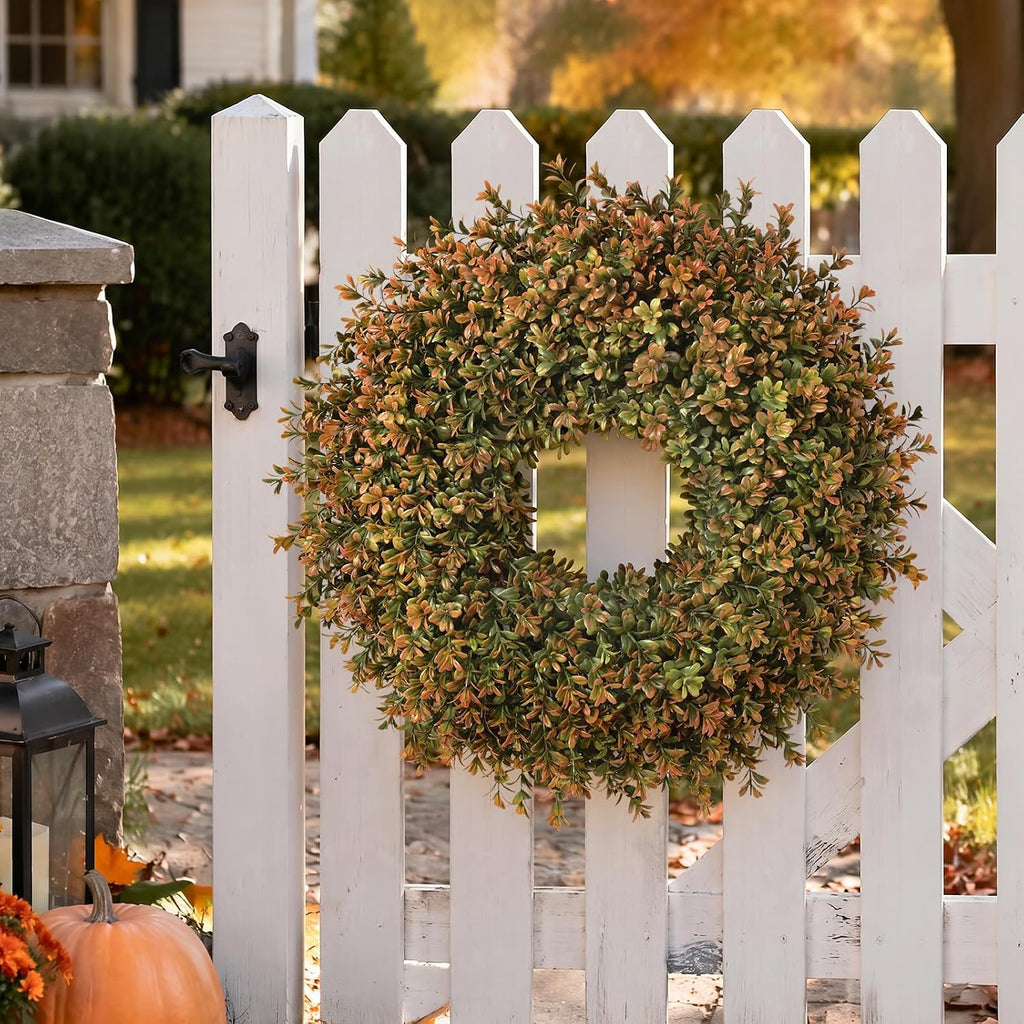 26'' Fall Boxwood Wreath for Front Door Decor, Orange