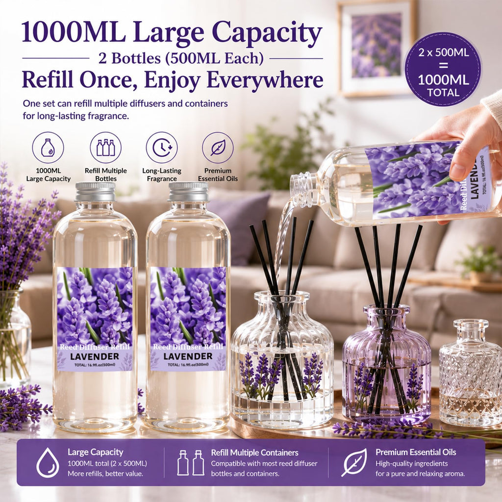 Reed Diffuser Oil Refill, Lavender Scent Diffuser Refill 33.8 Fl Oz