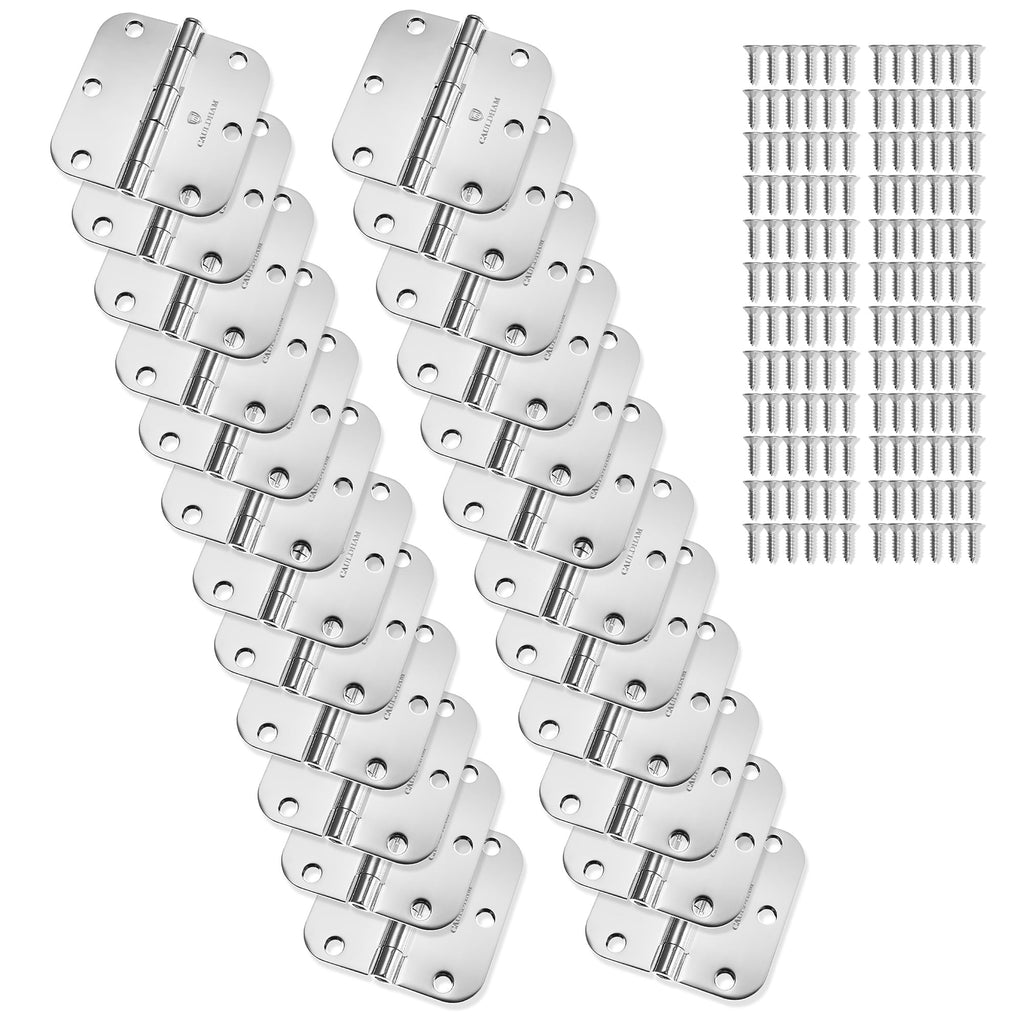 24 Pack) Heavy-Duty 3-1/2" Interior Door Hinges with 5/8" Radius Corners - Polished Chrome