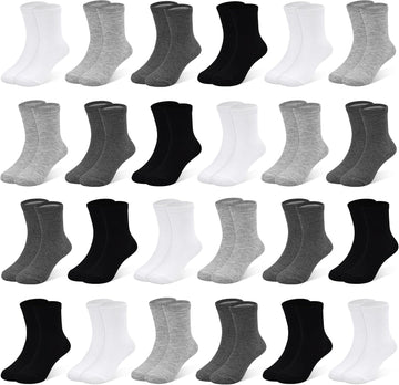 Kids Socks, 24 Pairs Crew Socks for Toddler Boys Girls