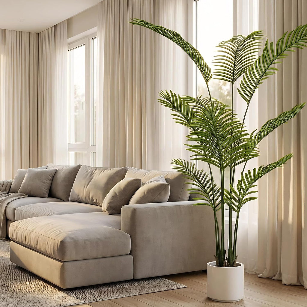 5FT Artificial Palm Tree - Tall Indoor Artificial Plant with Pot, Realistic Silk Palm Tree Decorative Plant, Natural