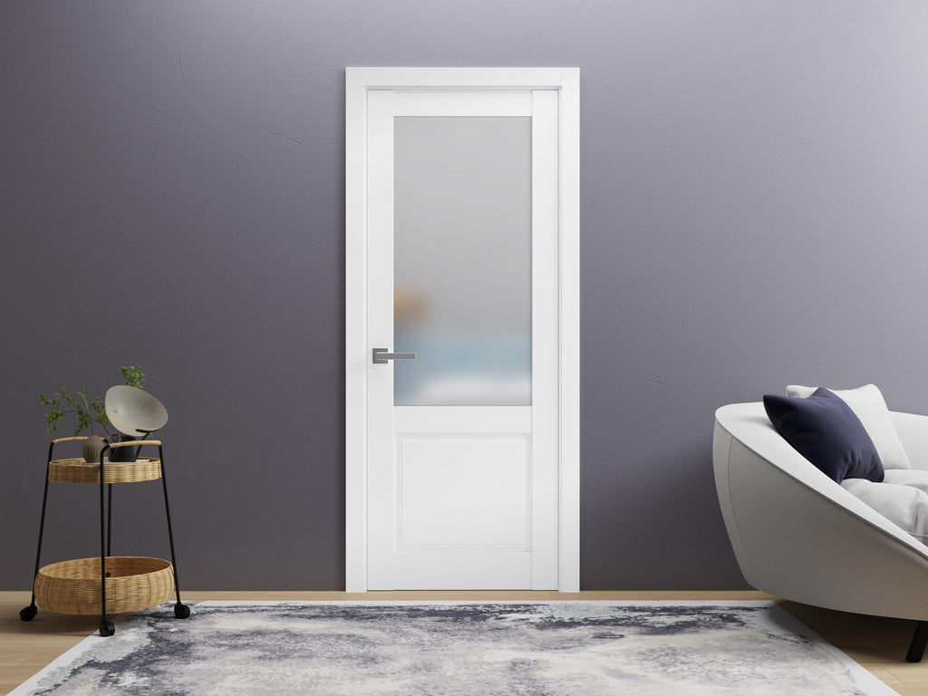 Slab Barn Door Panel | Lucia 22 White Silk | Sturdy Finished Wooden Kitchen Pantry Shaker Doors | Pocket Closet
