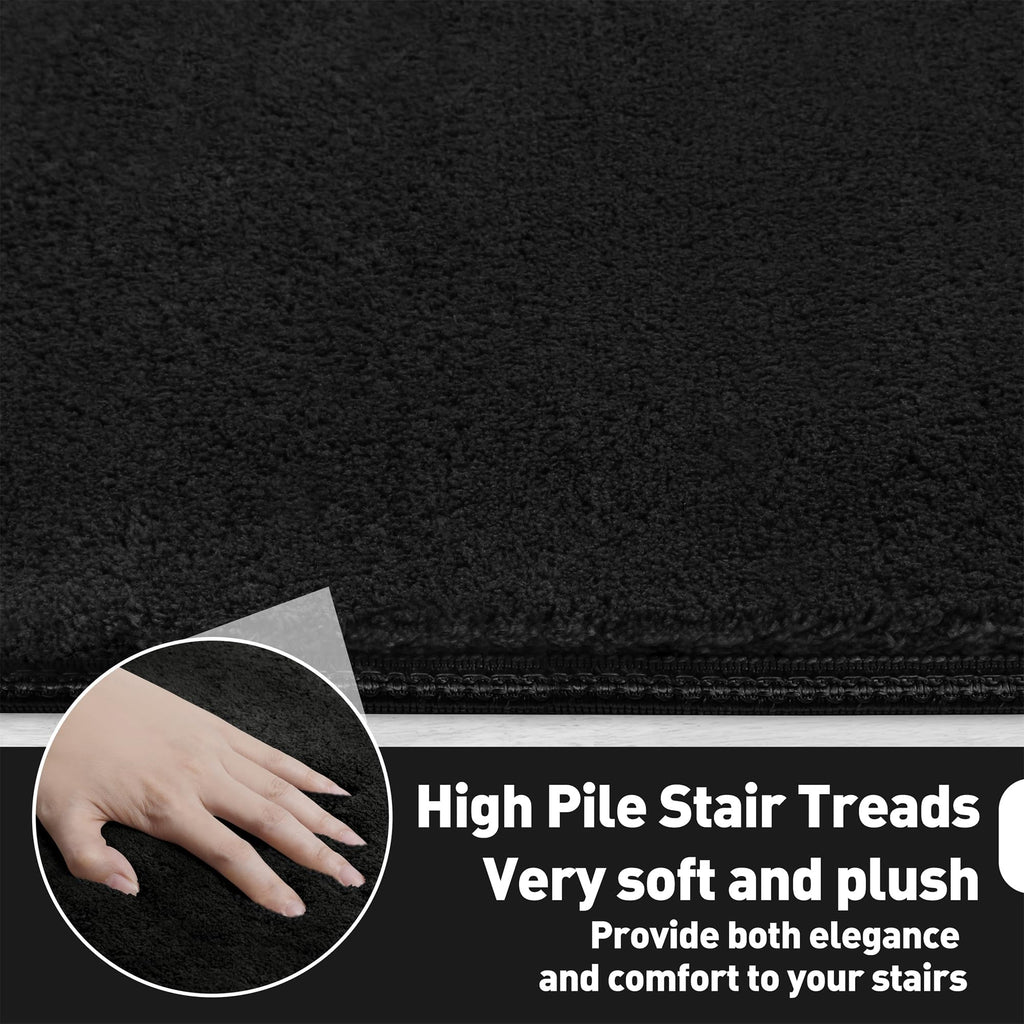 Ultra Plush Carpet 9.5 X 36 Inch Black 2 Pcs