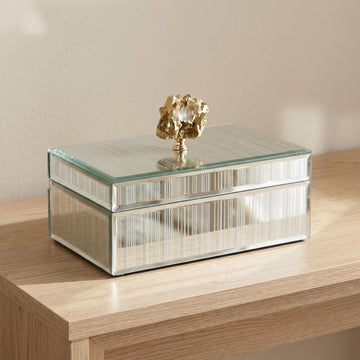 Decorative Storage Box Decor - Modern Jewelry Box with Lid and Statement Handle, or Office Display - Stylish Accent