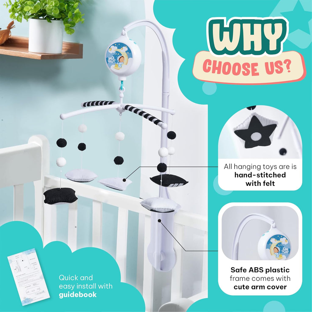 Montessori Mobile Baby for Crib (TINITIGIES) - Black and White Mobile Give Visual Stimulation to Engage Your Newborn