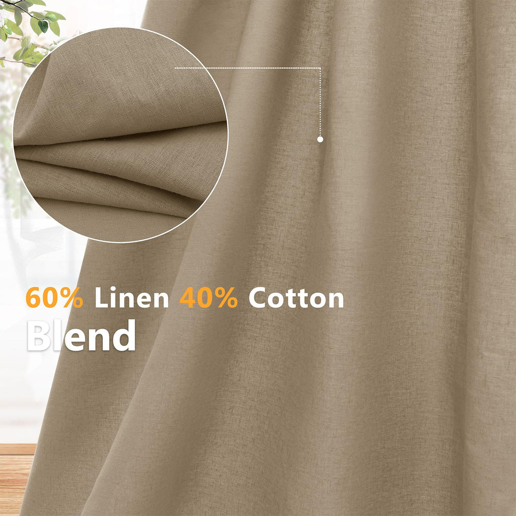 Natural Linen Cotton Fabric Half Yard 61" Wide, Linen Cotton Blend