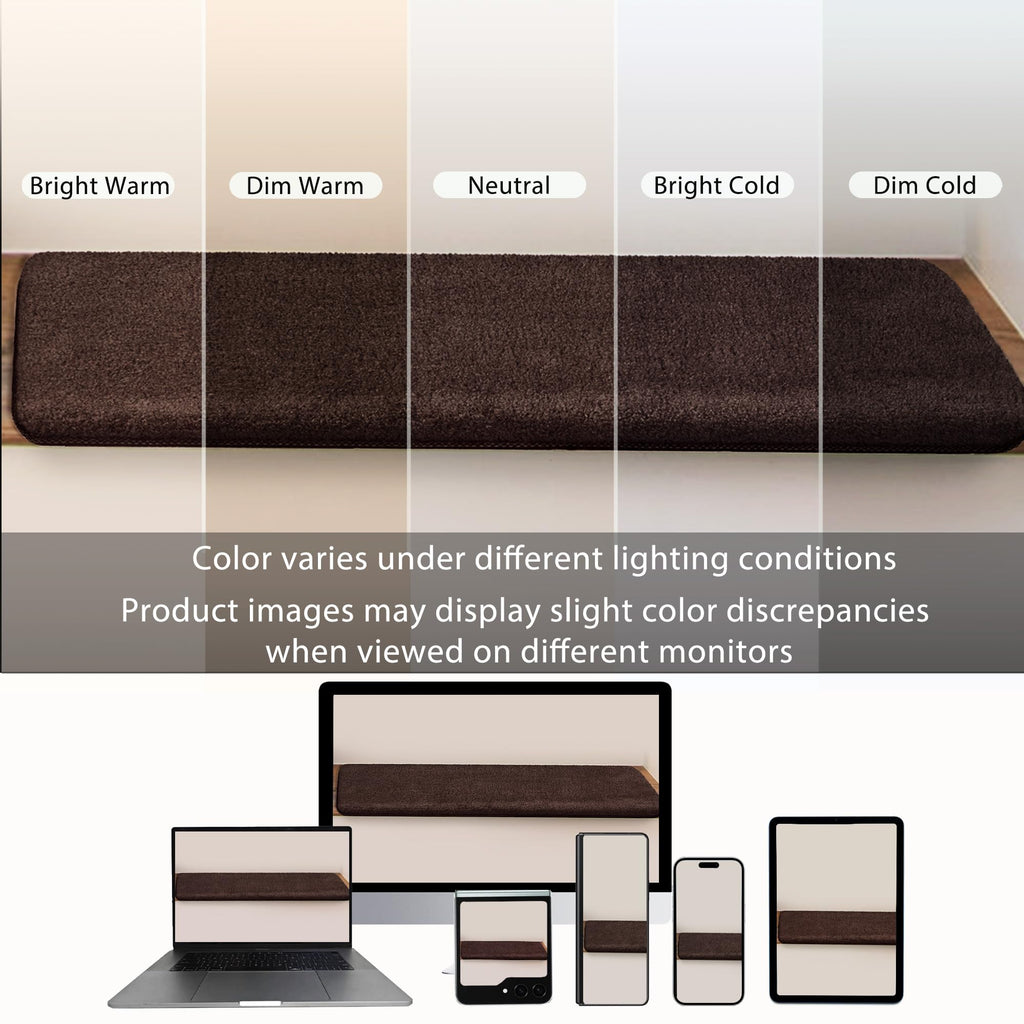 Bullnose Carpet Stair Treads Ultra Plush Dark Brown 14 Pcs