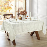 Home Fashions Elegant Woven Leaves Jacquard Damask Wrinkle Resistant Tablecloth, 60" x 120", Oblong,
