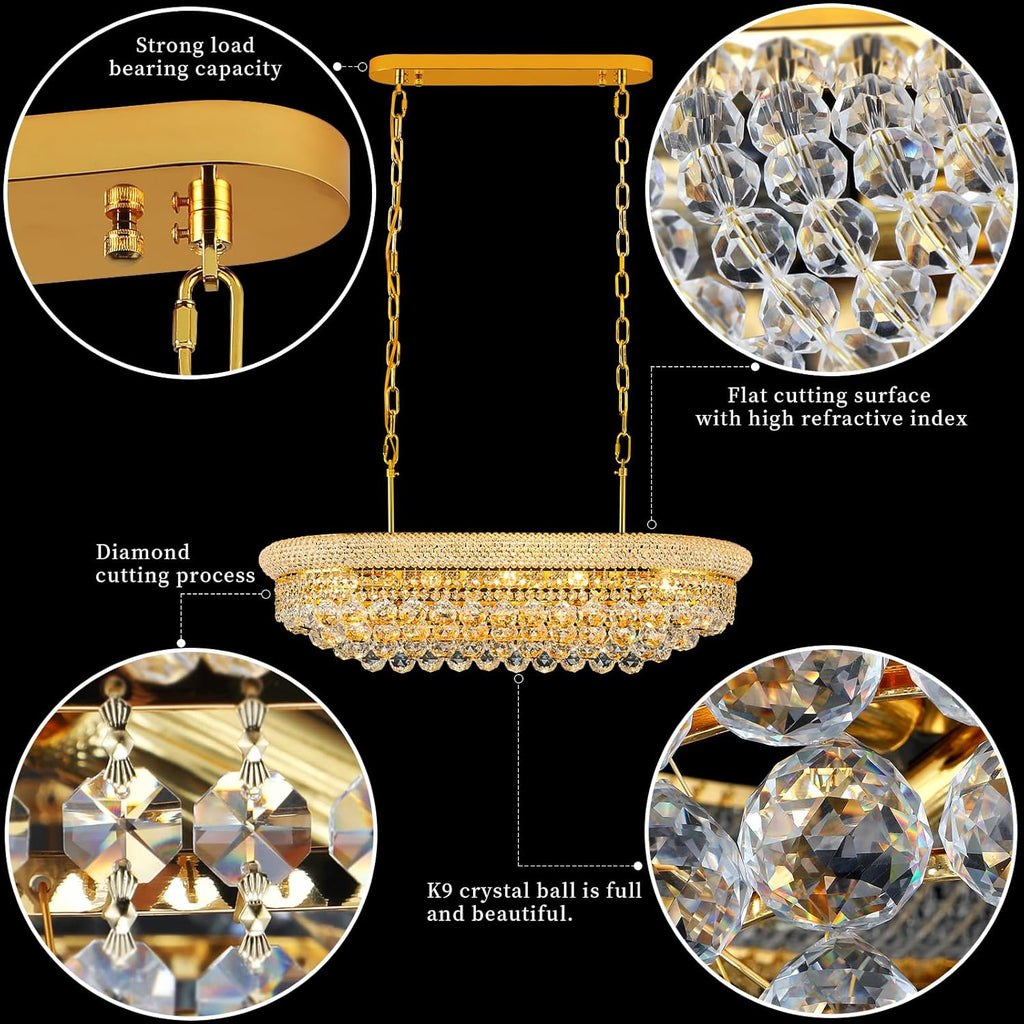 Crystal Chandeliers for Dining Room Light Fixtures Over Table_Modern Crystal Chandeliers for Kitchen Island_9 Lights Empire Style Gold Luxury Lighting Fixtures for Living Room Bar A108-B0DCFYCXS8