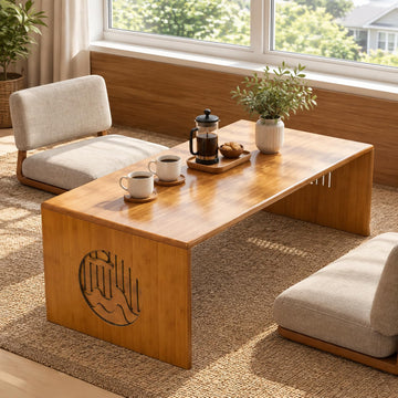Folding Floor Table, Japanese Coffee Table, Low Bamboo Desk