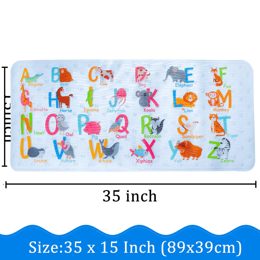 Kids Bath Mat for Tub, Non-Slip Toddler Bathtub Mat (Alphabet)