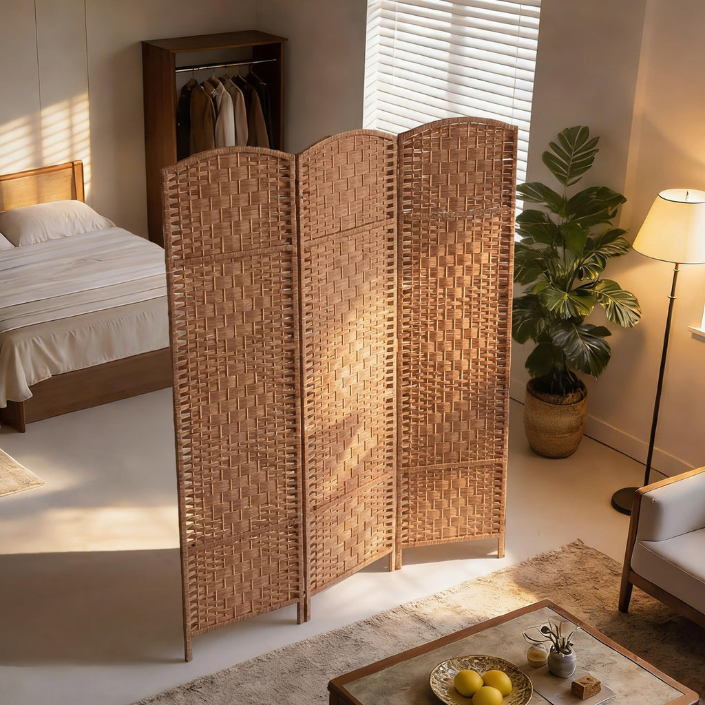 Room Divider 3-Panel, 6FT-Tall Folding Privacy Screen, Natural