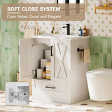 24" Bathroom Vanity with Sink, Bathroom Storage Vanity Sink Cabinet with 2 Doors ＆ 1 Drawer Space