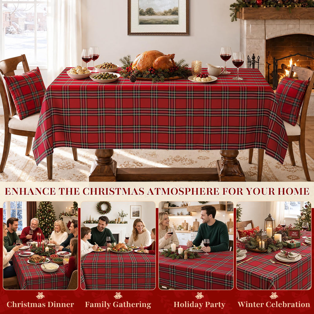 Christmas Checkered Tablecloth Rectangle Christmas Tablecloth Washable