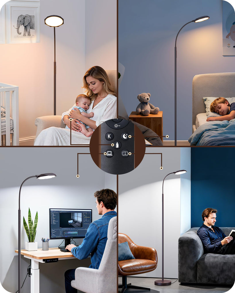 Modern LED Floor Lamp Floor Lamps Brown