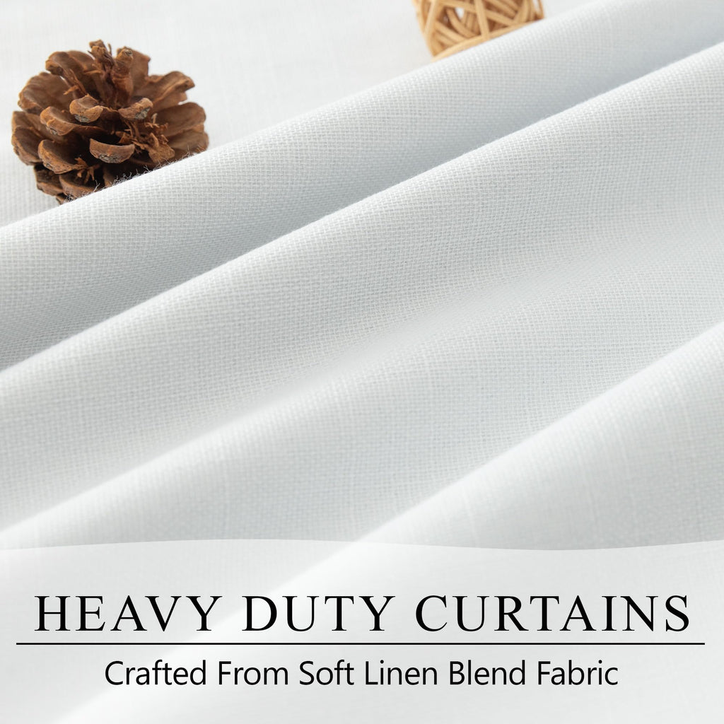 Elegant 100% Blackout White Curtains 144 Inch Long Extra Wide Large 12ft Length Lightweight Linen Textured Thermal