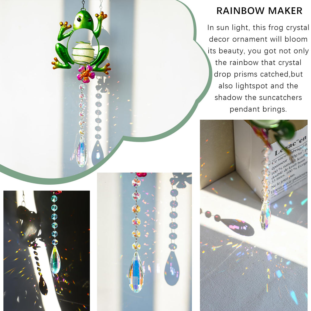 17" Frog Stained Glass Suncatcher, Crystal Window Hanging Ornament