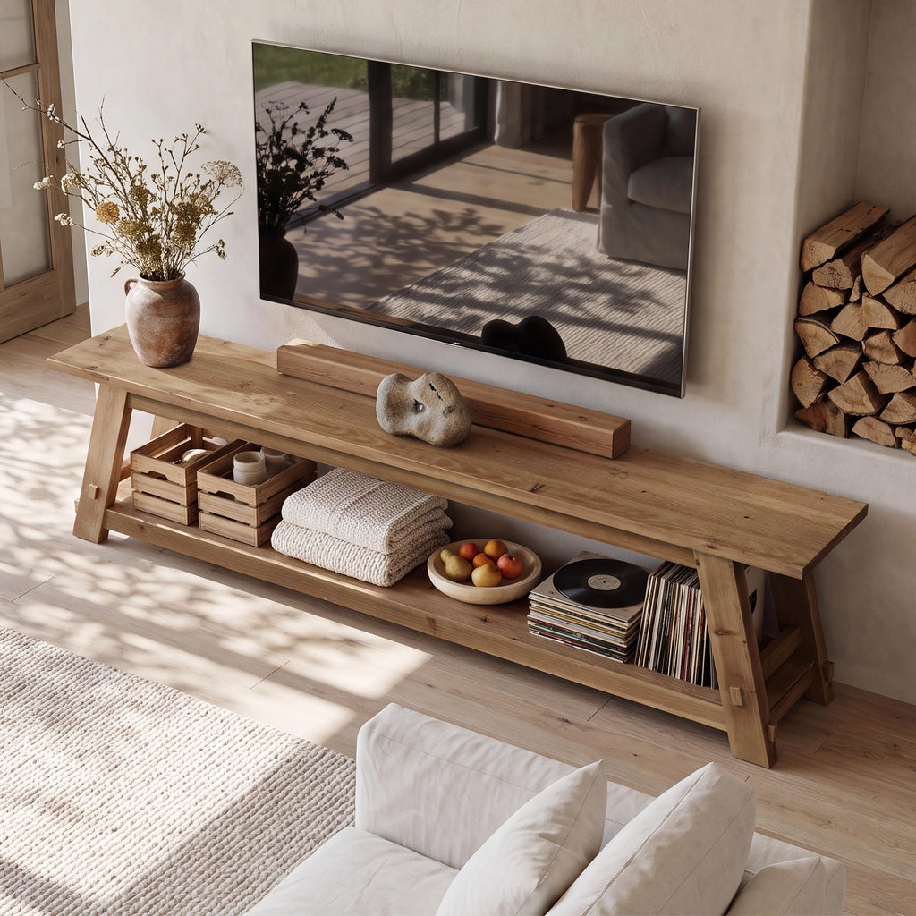 78.74-Inch Solid Wood TV Stand for TVs Up to 90 Inches