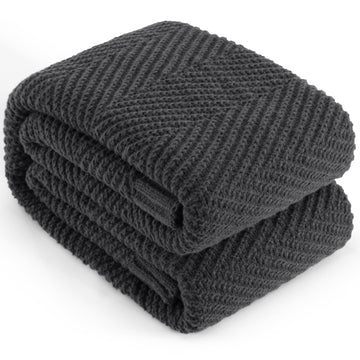 Knitted Throw Blanket for Couch, 60X80 Chevron Bed Knit Throws