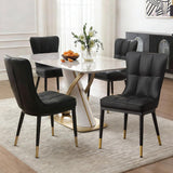 Modern Dining Chairs Set of 4, PU Leather Upholstered Kitchen Chairs with Thickened Seat, Metal Legs and Armless Design, Black