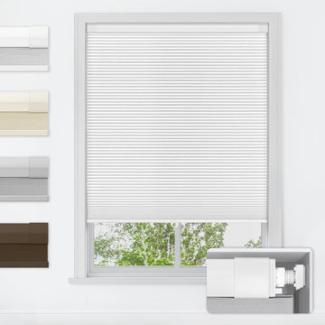 No Drill Cordless Cellular Shades, White | Blackout Fabric Protects Privacy, With Thermal Insulation & Noise