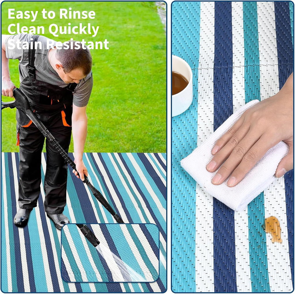 Large Outdoor Rug Waterproof Plastic Straw Rug Geometric Striped Outdoor Area Rug Modern Lines Outside Carpet