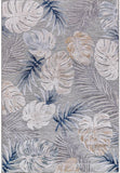 Indoor Outdoor Rug, Blue 5x7 Leaf Tropical Botanical Area Rugs
