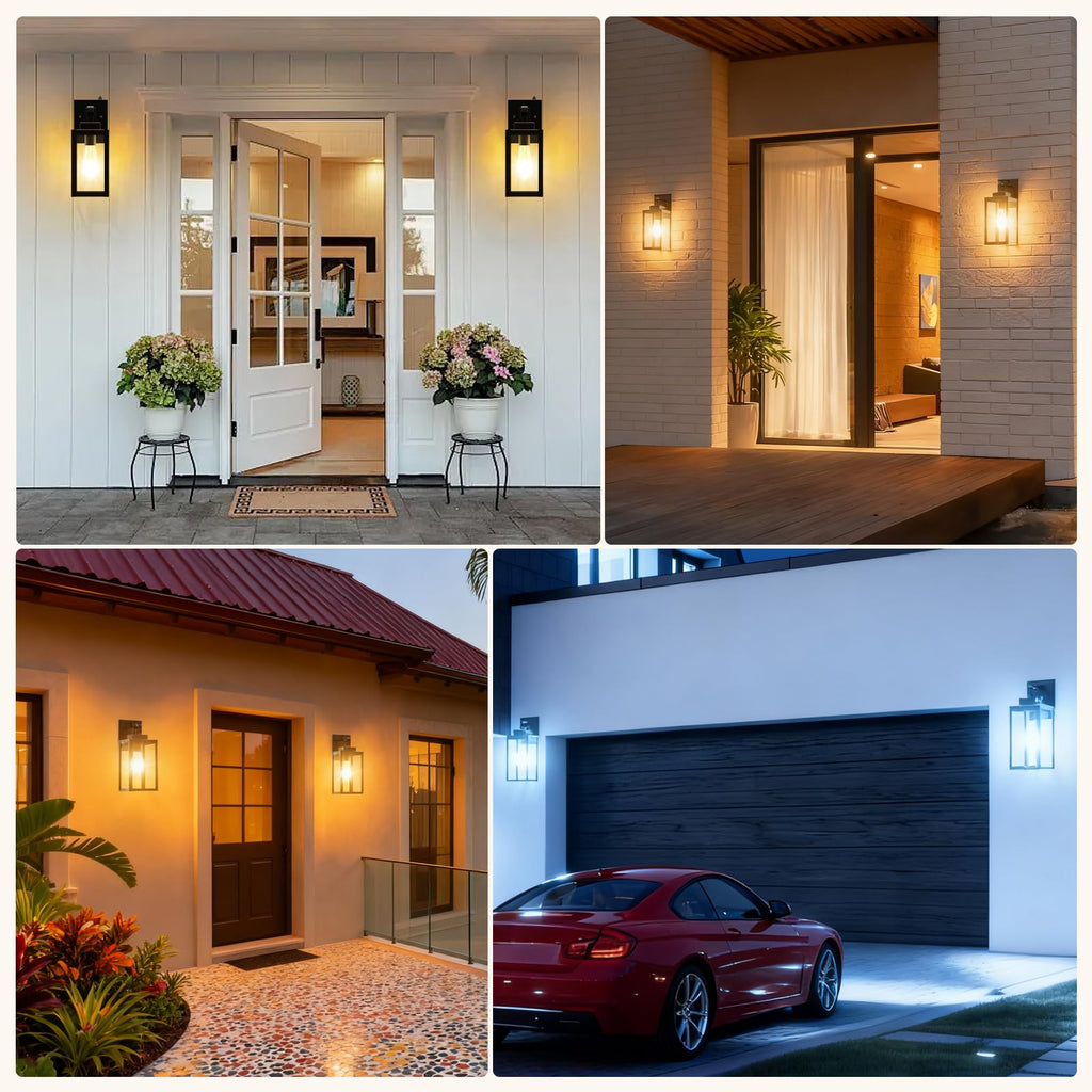2-Pack Dusk to Dawn Porch Light Farmhouse Brown Outdoor Lights