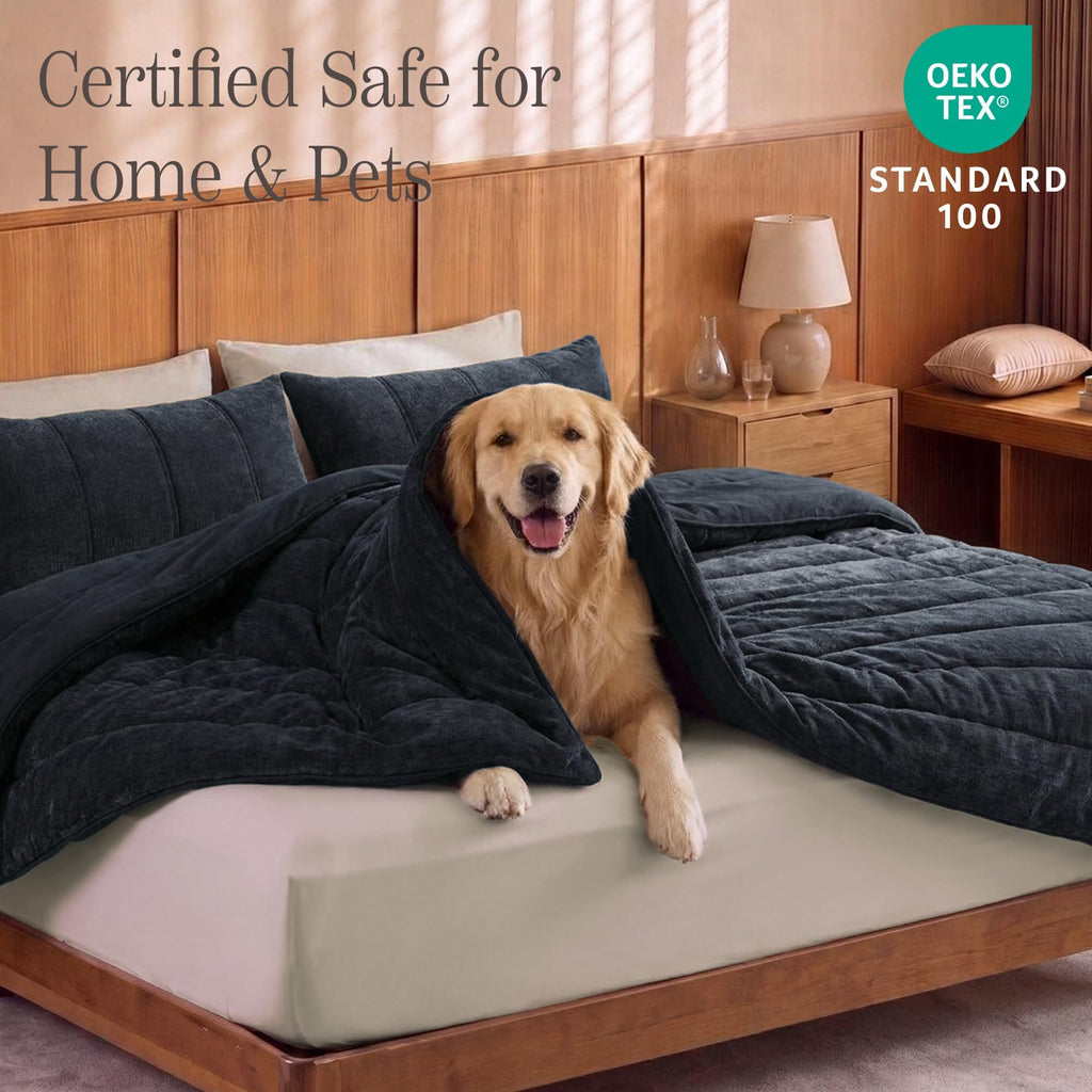 Chenille Full Size Comforter Sets-Cozy Warm Velvet Bedding Set